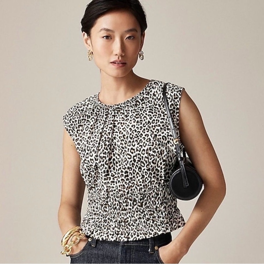 NWT J. Crew Hyacinth top in leopard cotton poplin Size XS